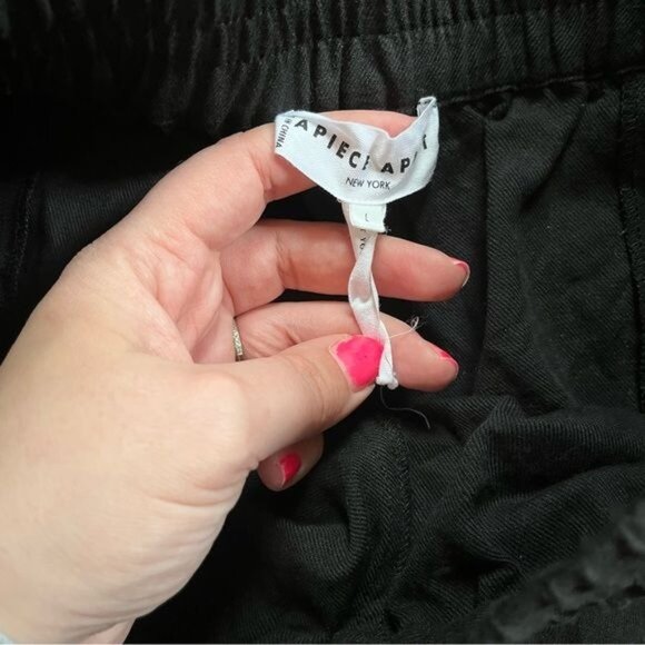 Apiece apart black linen blend drop waist pants size large - Picture 4 of 6